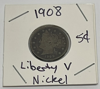 1908 5 Cent Liberty V Nickel (Carded)