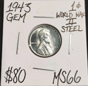 1943 MS66 Gem World War II Steel Penny