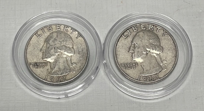 (2) 90% Silver Washington Quarters Dated 1962