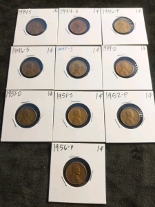 10) Pennies 1944-1956 S,D,P Series