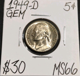 1949-D MS66 Gem Mint State Jefferson Nickel