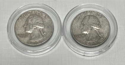 (2) 90% Silver Washington Quarters Dated 1964