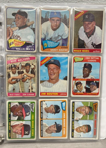 (45) Vintage 1960&rsquo;s Topps Baseball Cards In Binder&hellip; Mays, Maris, Koufax, And More