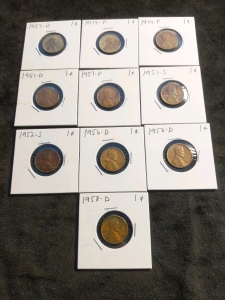 10) Pennies 1937-1958, D,P,S Series