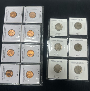 (8) Uncirculated Old Lincoln Cent (6) Buffalo Nickels