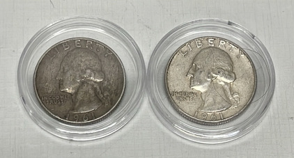 (2) 90% Silver Washington Quarters Dated 1961