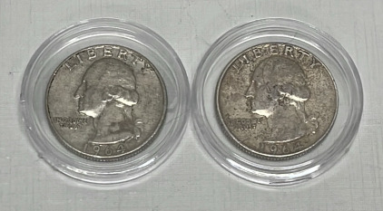 (2) 90% Silver Washington Quarters Dated 1964