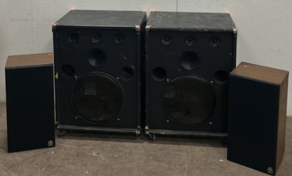 (2) Large Rolling Speaker Cases (2) Stationary Speakers