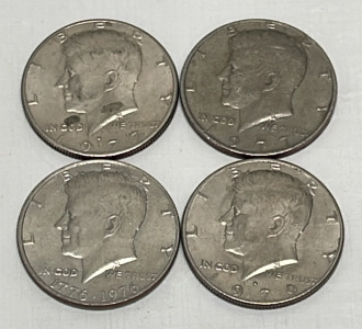 (4) Kennedy Half Dollars Dated 1976, 1977, 1979, Bicentennial