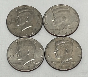 (4) Kennedy Half Dollars Dated 1998, 1993, 1972, And 1996