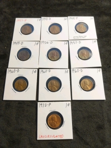 10) Pennies 1937-1972, 1972 Uncirculated