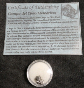1.85 Gram Meteorite Space Rock W/ COA