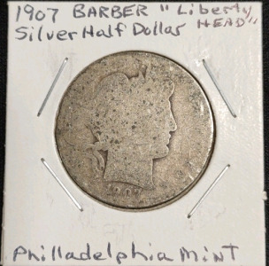 1907 Barber "Liberty Head" Silver Half Dollar (Philadelphia Mint)