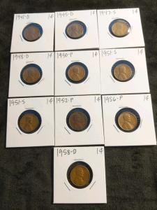 10) Pennies 1941-1958 D,P,S Series