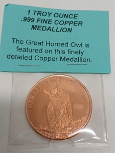 1 Troy Ounce .999 Fine Copper Medallion