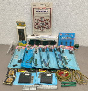 Model Train Accesories&hellip; (7) Atlas Nickel Silver Snap Switches, (2) Atlas Selectors #215, People, Trees, Weights, And Wires