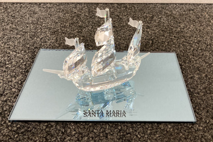 Swarovski Silver Crystal “Santa Maria” Ship Decor