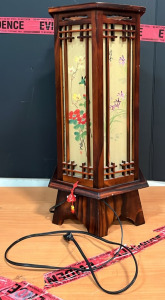 Antique Chinese Hand Carved Wooden Lamp
