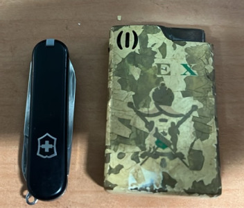(1) Antique Musical Wind Up Lighter (1) Victorinox Swiss Army Knife