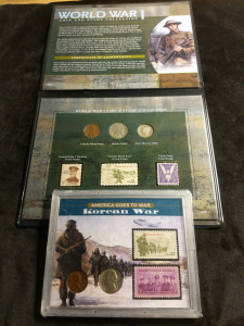 World War 1 Era Coin And Stamp Collection and Korean War Coin and Stamp Collection