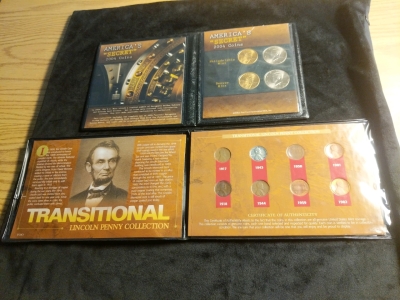 2) Uncirculated 2004 Sacagawea Dollars, and (2) Uncirculated 2004 Kennedy Half Dollars, Transitional Lincoln Penny Collection