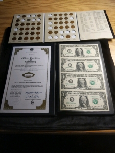 1941-1974 Lincoln Cent Incomplete Collection Booklet and Uncut Sheet $1 Bills 2009 Series