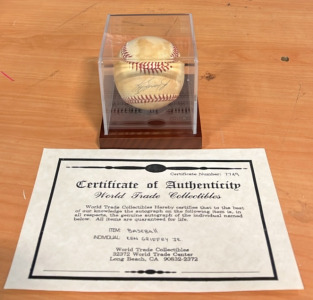Signed Ken Griffey Jr. Baseball With Certificate of Authenticity