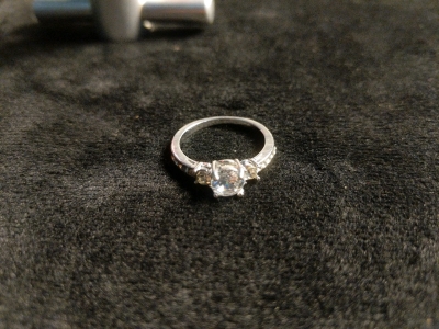 3 Gem Ring Silver Size 6