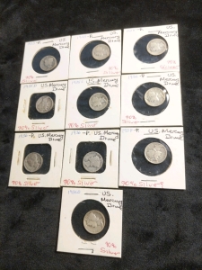 10) Mercury Head Dimes 1923-1936