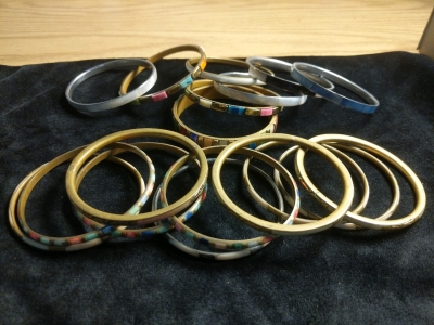 Vintage Bracelets, Stone Inlay. (18) Bracelets