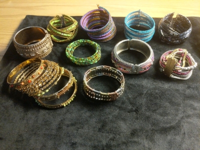Cuff Bracelets, Beaded Cuffs Purple, Green, Blue