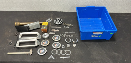 Assorted Car Parts & Vintage Emblems