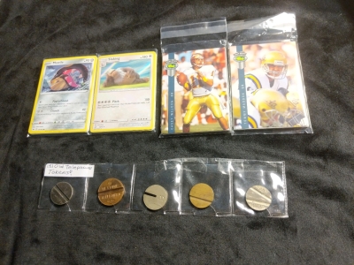 2019, 2020 Pokemon Cards, Assorted Football Cards and Vintage Telephone Tokens