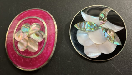 (2) Alpaca Silver Mexico Vintage Brooche