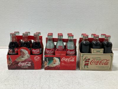 (3) Full Christmas Classic Coca-Cola 6-Packs From 1996, 2006, 2007