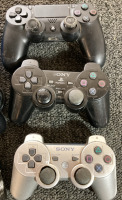 PS Contollers(4), X-BOX controller & Cords - 2