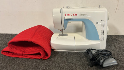 Singer Simple Sewing Machine With Foot Pedal And Cover