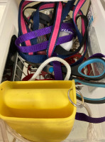 9 Plastic Storage Bins W/ Various Tools, Pet Supplies, Cleaning Supples & More - 7