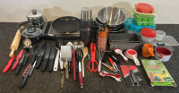 Kitchen Items- Knives, Thermos, Cooking Pans & Pots & More