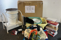 Wall Decoration Piece, Box Of Books, Cleaning Supplies & More