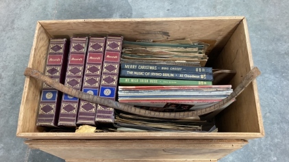 Vintage Records In Wood Box