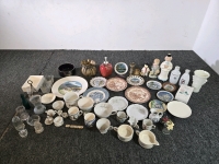 (14) Antique Decorative Plates, (11) Antique Cups, (3) Antique Figurines & More