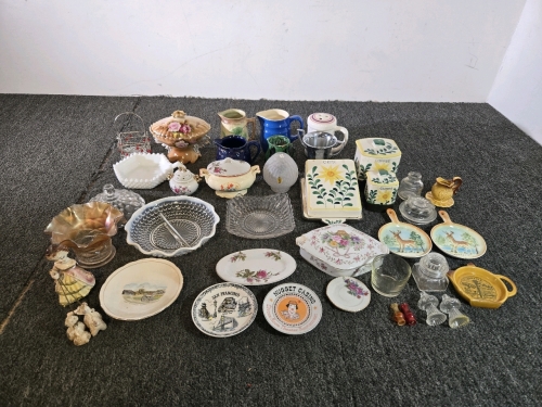 Antique Assorted Cups, Plates, Figurine & More