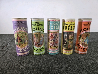 (5) Vintage "Storyland Puzzle" Tubes By Harett-Gilmar