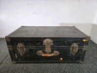 Vintage Black Metal Storage Trunk