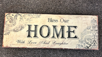 Vintage Magazine Holder with Metal "Home" Sign - 5