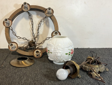 Gone With The Wind Milk Glass Hanging Lamp, Hanging Light Fixture