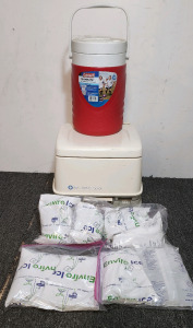 Coleman 1 Gallon Cooler, Porta Potti 100 series, Enviro-Ice Ice Packs