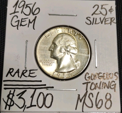 1956 MS68 Rare Gem Silver Washington Quarter