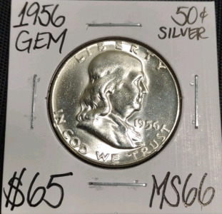 1956 MS66 Gem Silver Franklin Half Dollar